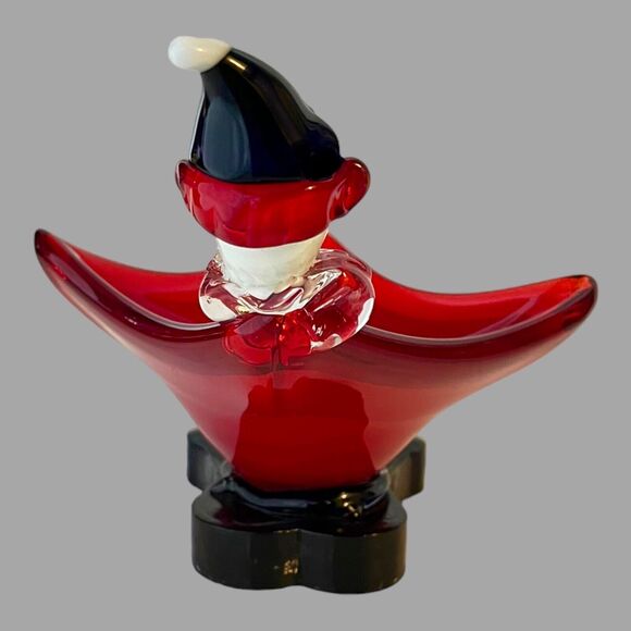 VTG Murano Italy Art Glass CLOWN CANDY NUT DISH FIGURINE 6" Square Red Black - Picture 3 of 6